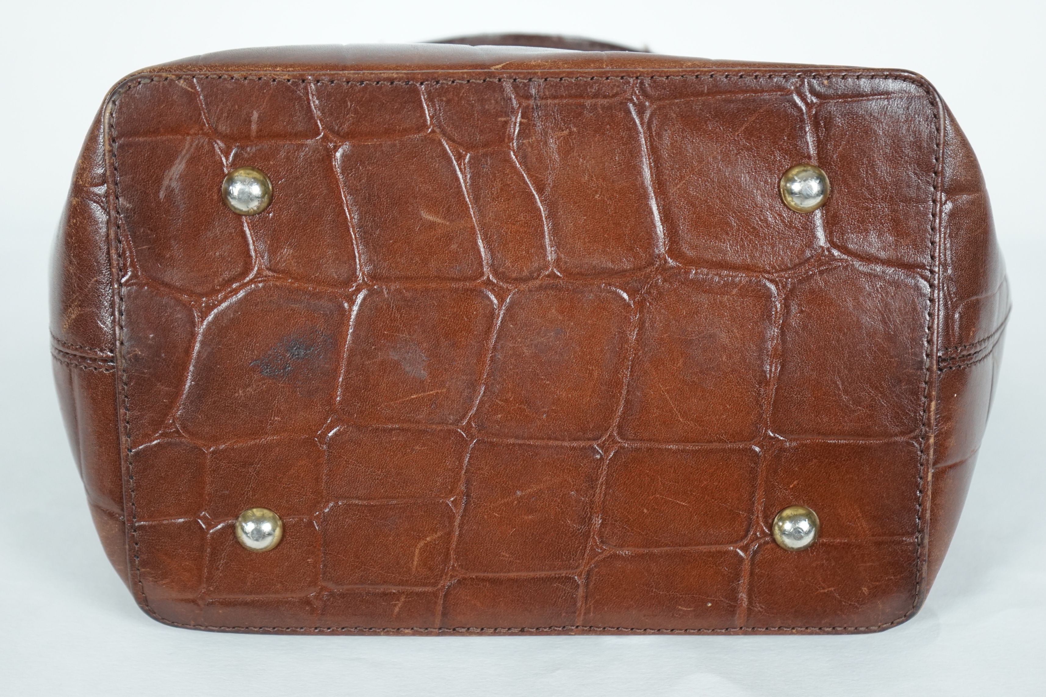 A brown Mulberry crocodile effect leather bag, width 30cm, height 22cm, depth 15cm